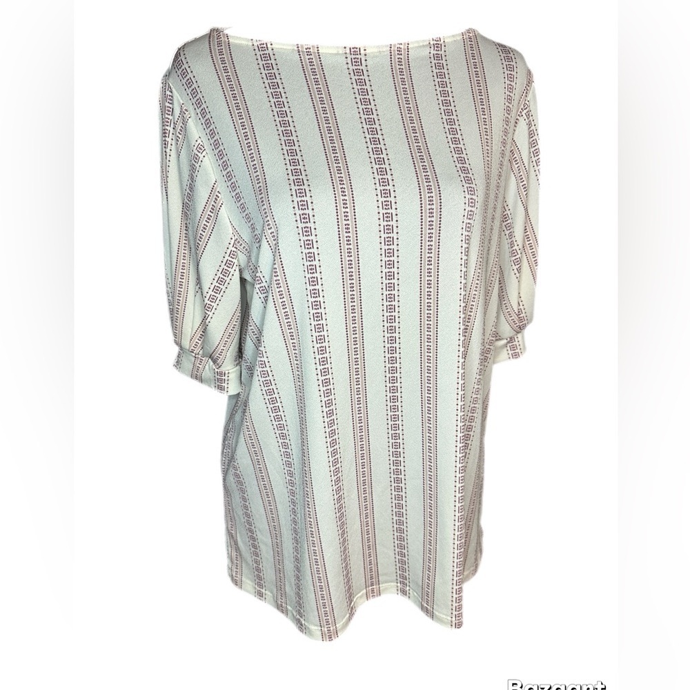 Misia Geometric Pattern Blouse - White and Pink